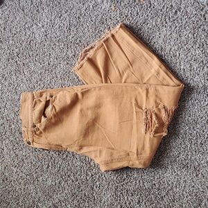 FASHION NOVA Womens Dark Caramel HighRise Wide Legged Distressed Jeans